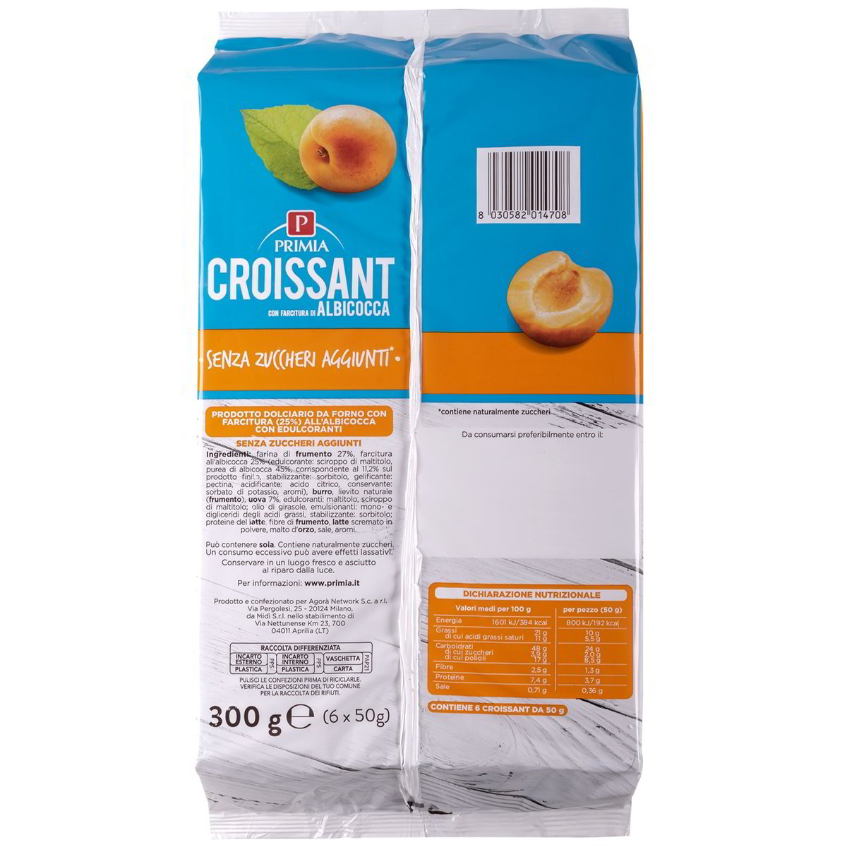 Primia Croissant all'albicocca senza zucchero