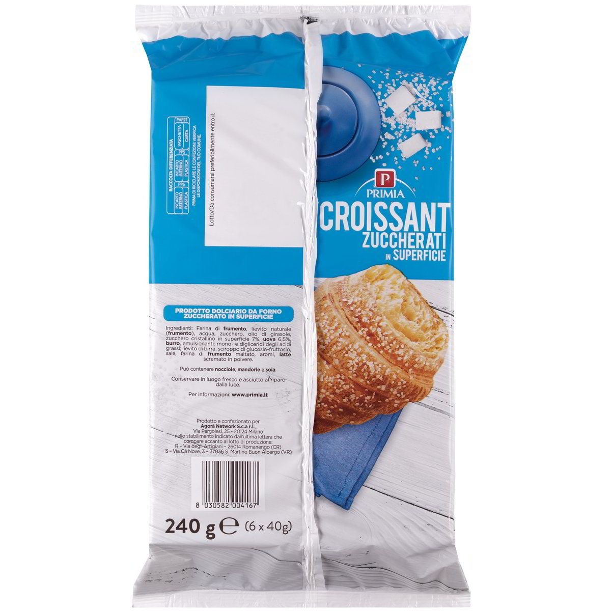 Croissant zuccherati in superficie