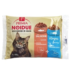 Bocconcini In Salsa Per Gatti Con Salmone, Con Tonno