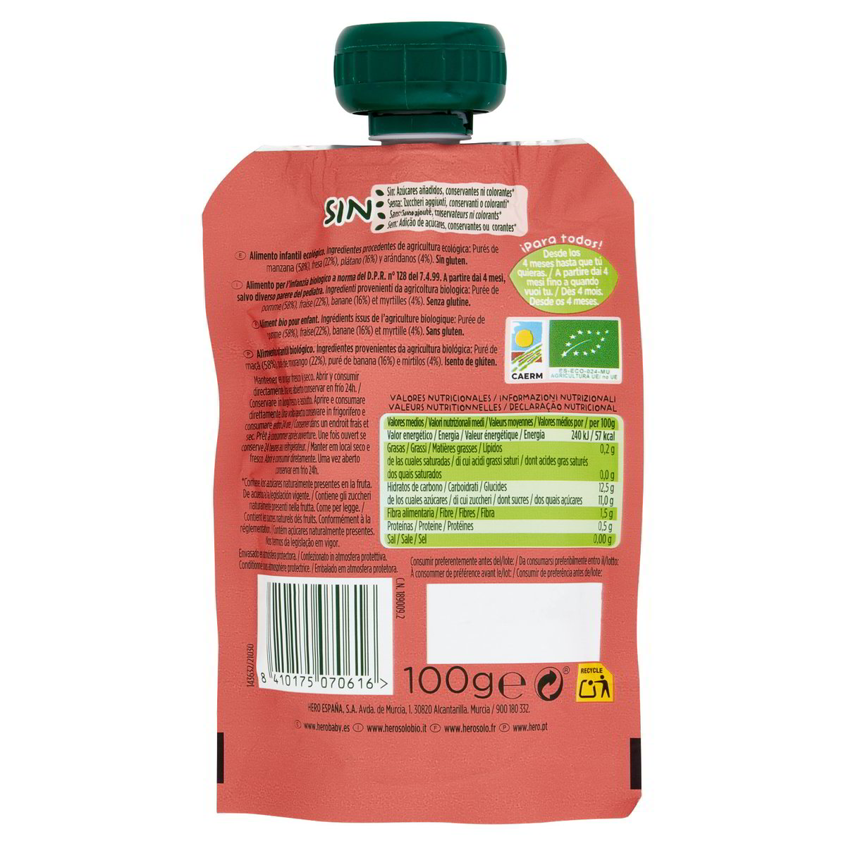 Mela, Fragola, Banana E Mirtillo