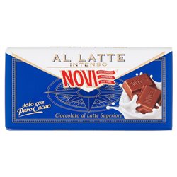 Face avant de l’emballage de chocolat au lait Novi Latte Intenso 100 g