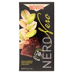 Novi Nero Nero 70% mit Pistazien 75 g – Verpackungsvorderseite