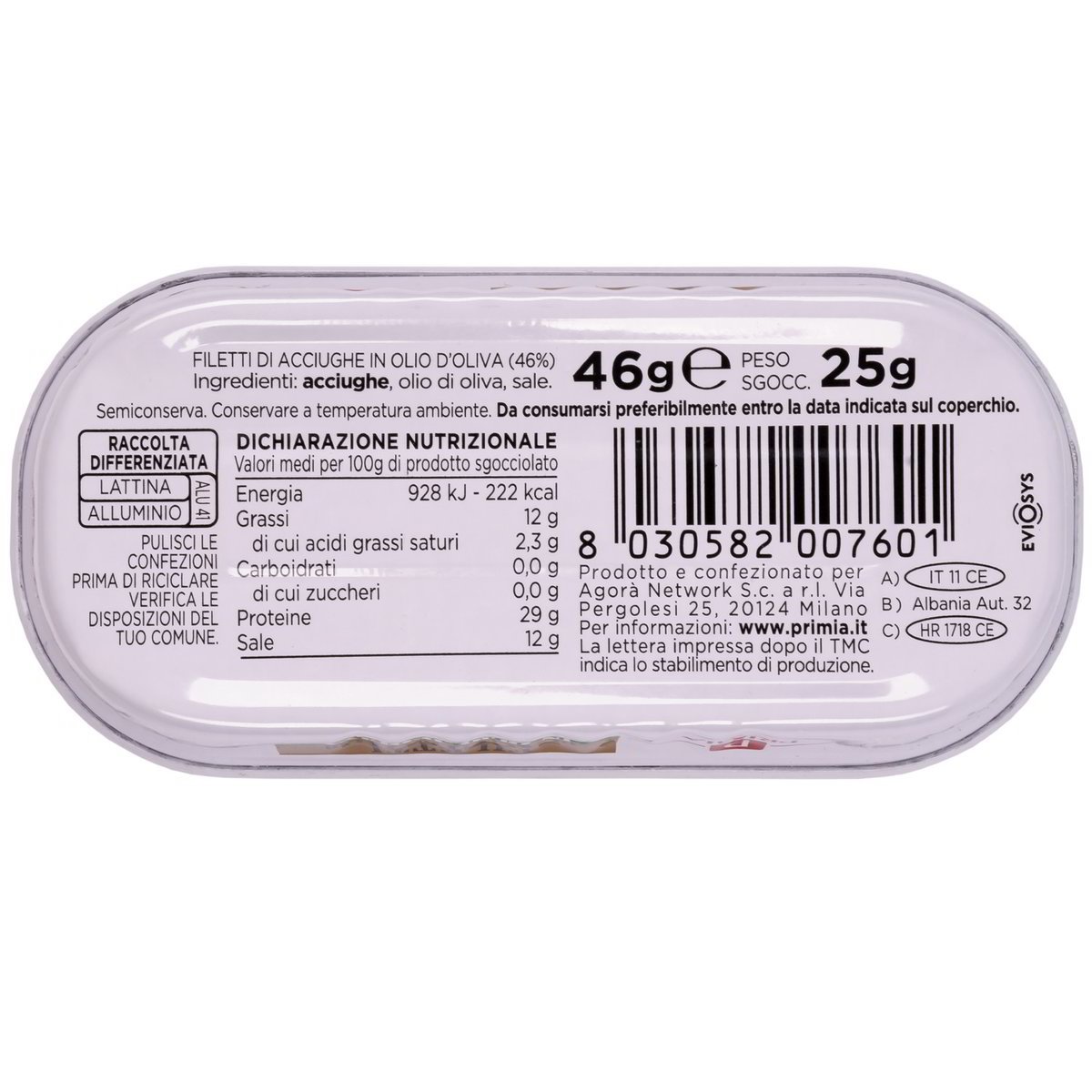 Filetti di alici in olio di oliva