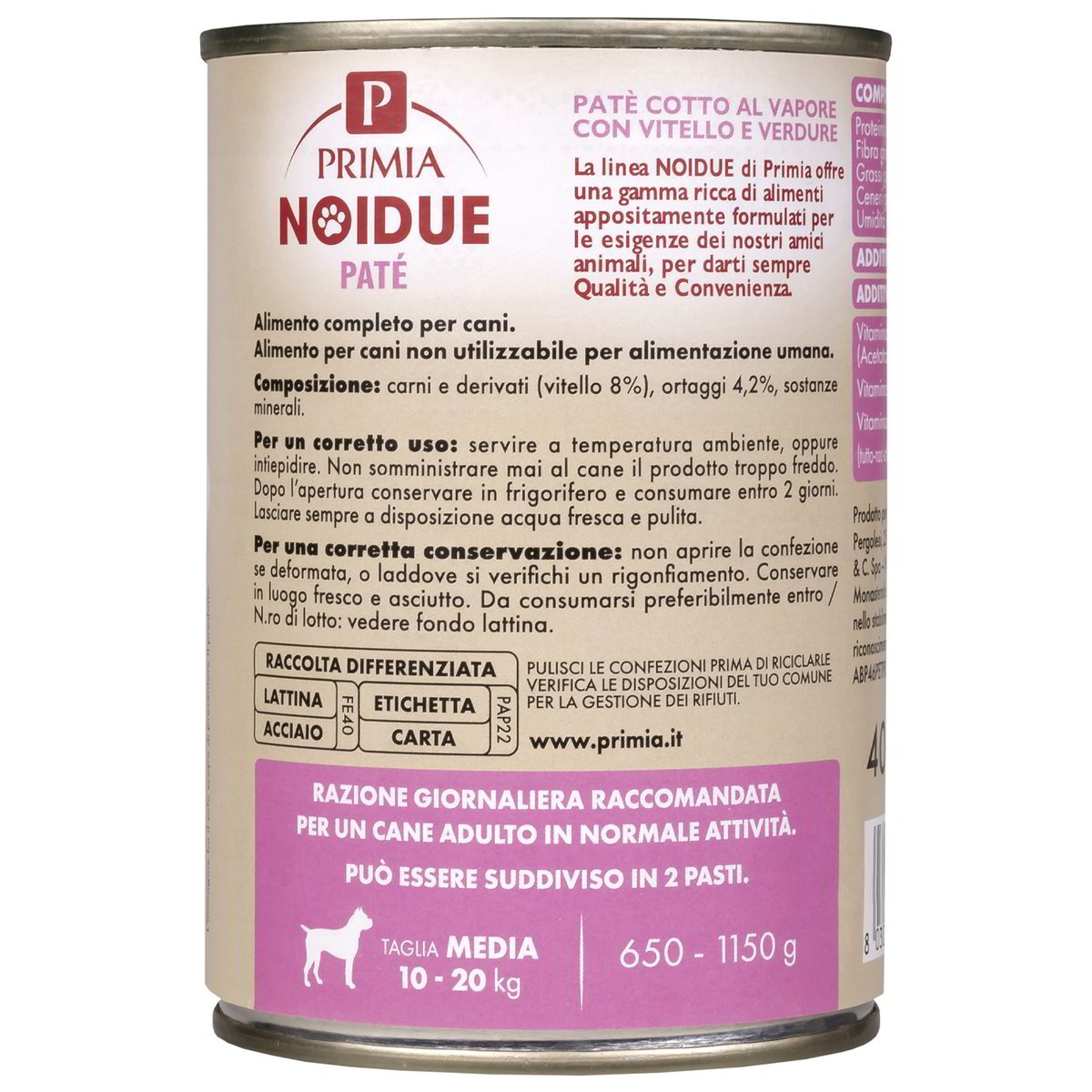 Paté Per Cani Con Vitello E Verdure