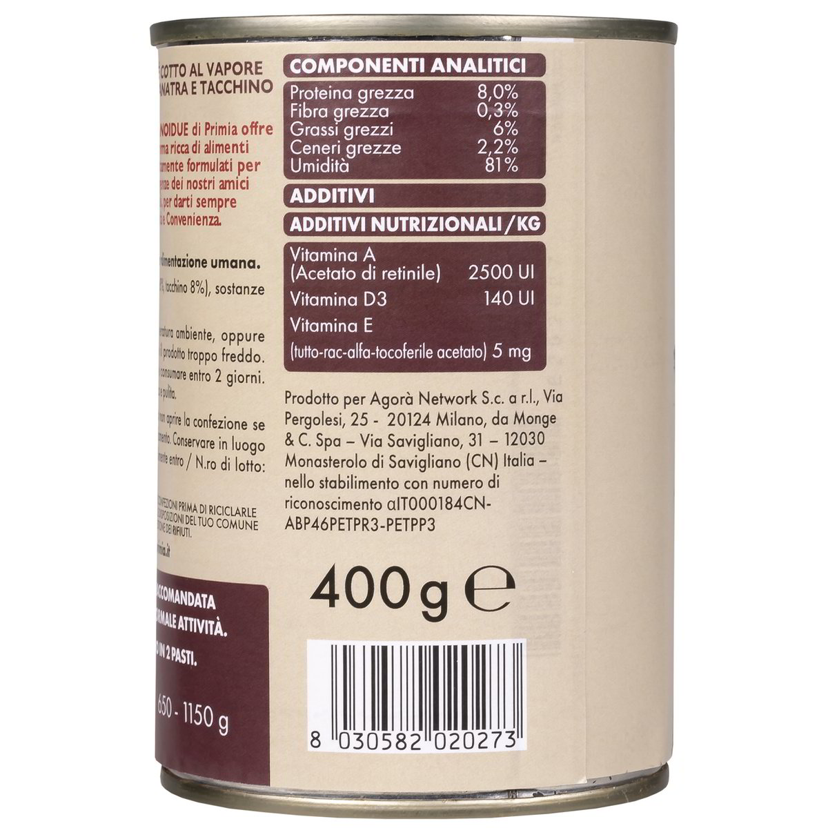 Paté Per Cani Con Anatra E Tacchino