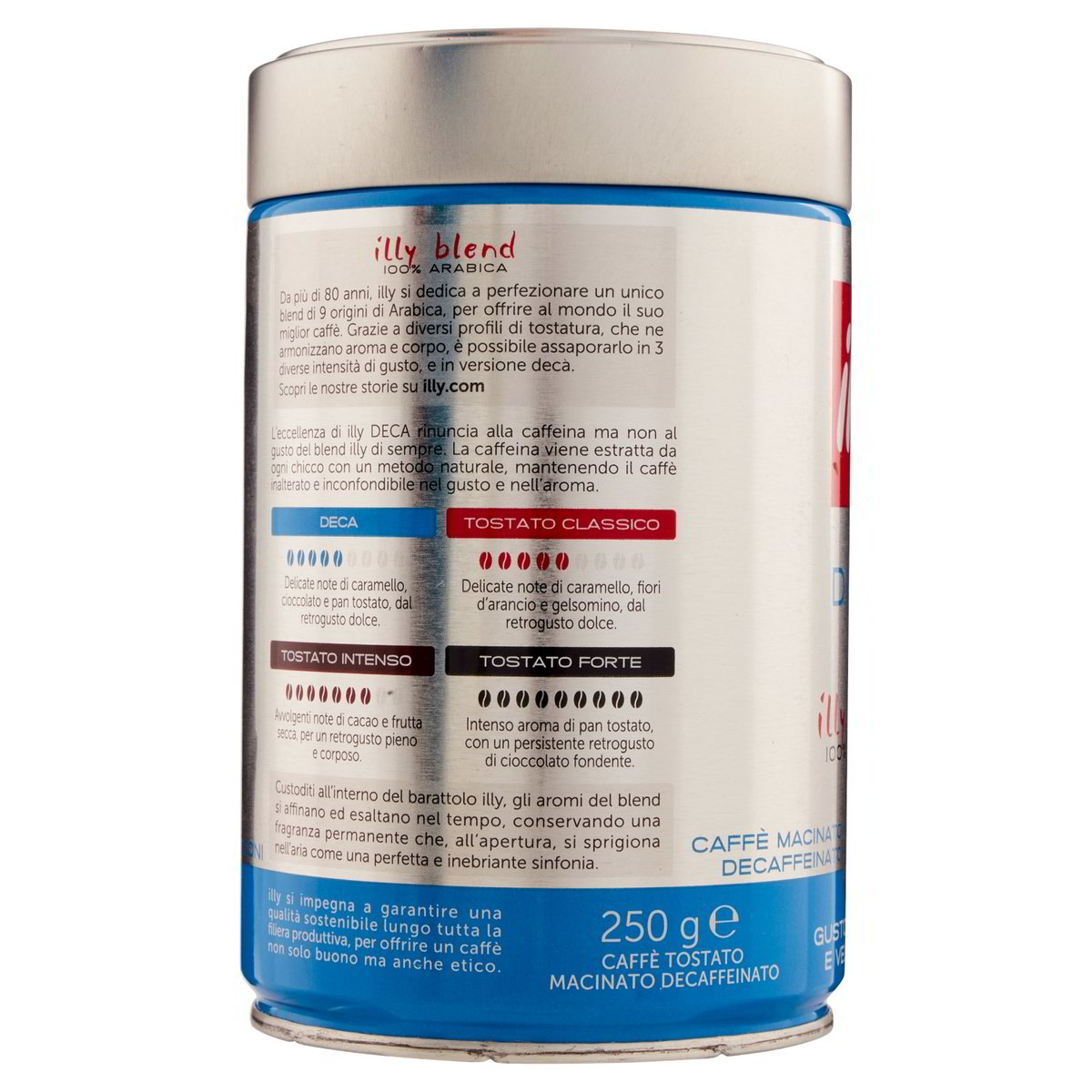 Illy Caffè macinato decaffeinato 100% arabica