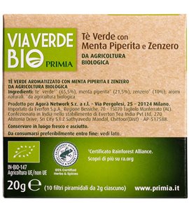 Tè verde menta piperita e zenzero