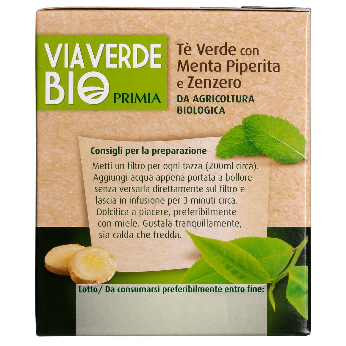 Tè verde menta piperita e zenzero