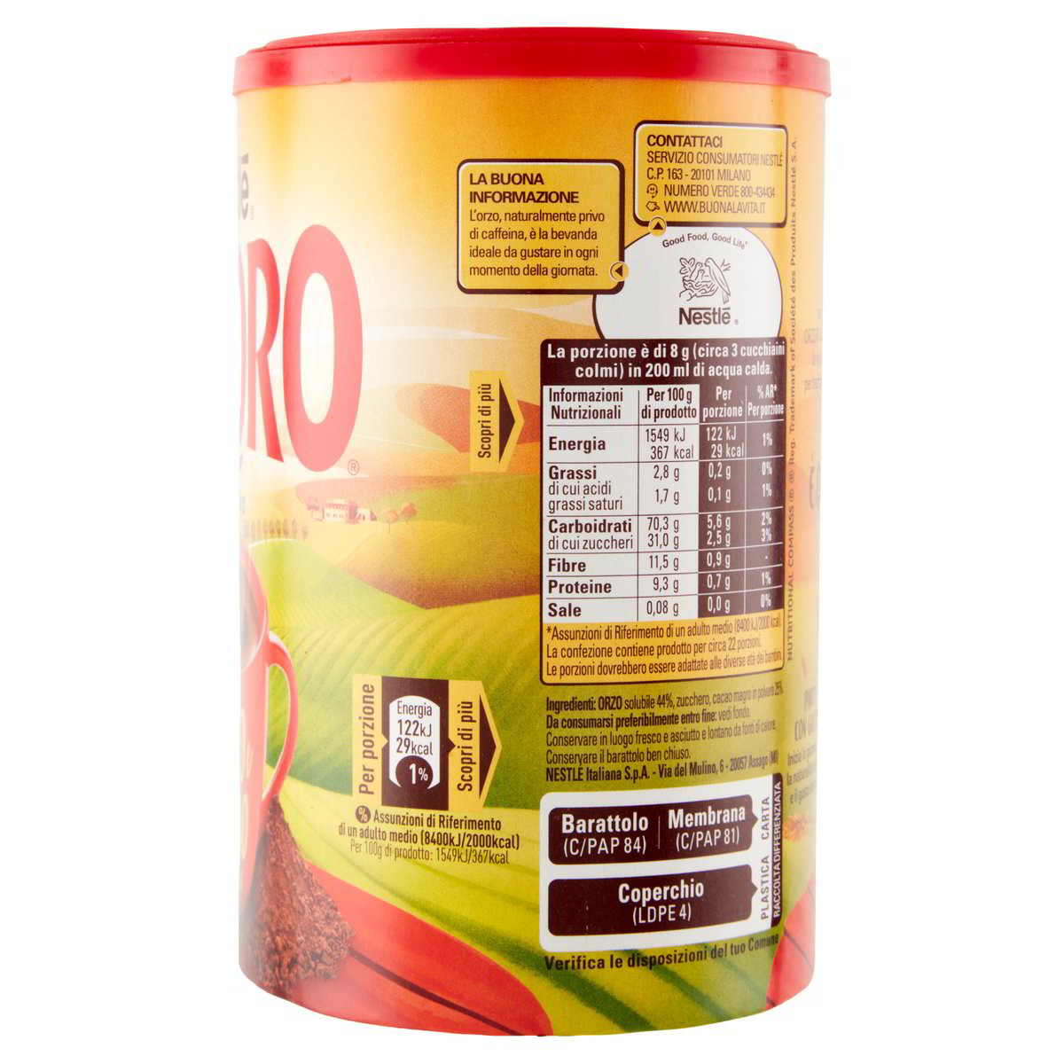 Orzo e cacao solubile