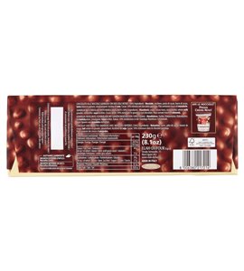 Novi Nocciolato Gianduja mit Haselnüssen 230 g – Verpackungsrückseite mit Zutaten und Nährwerten