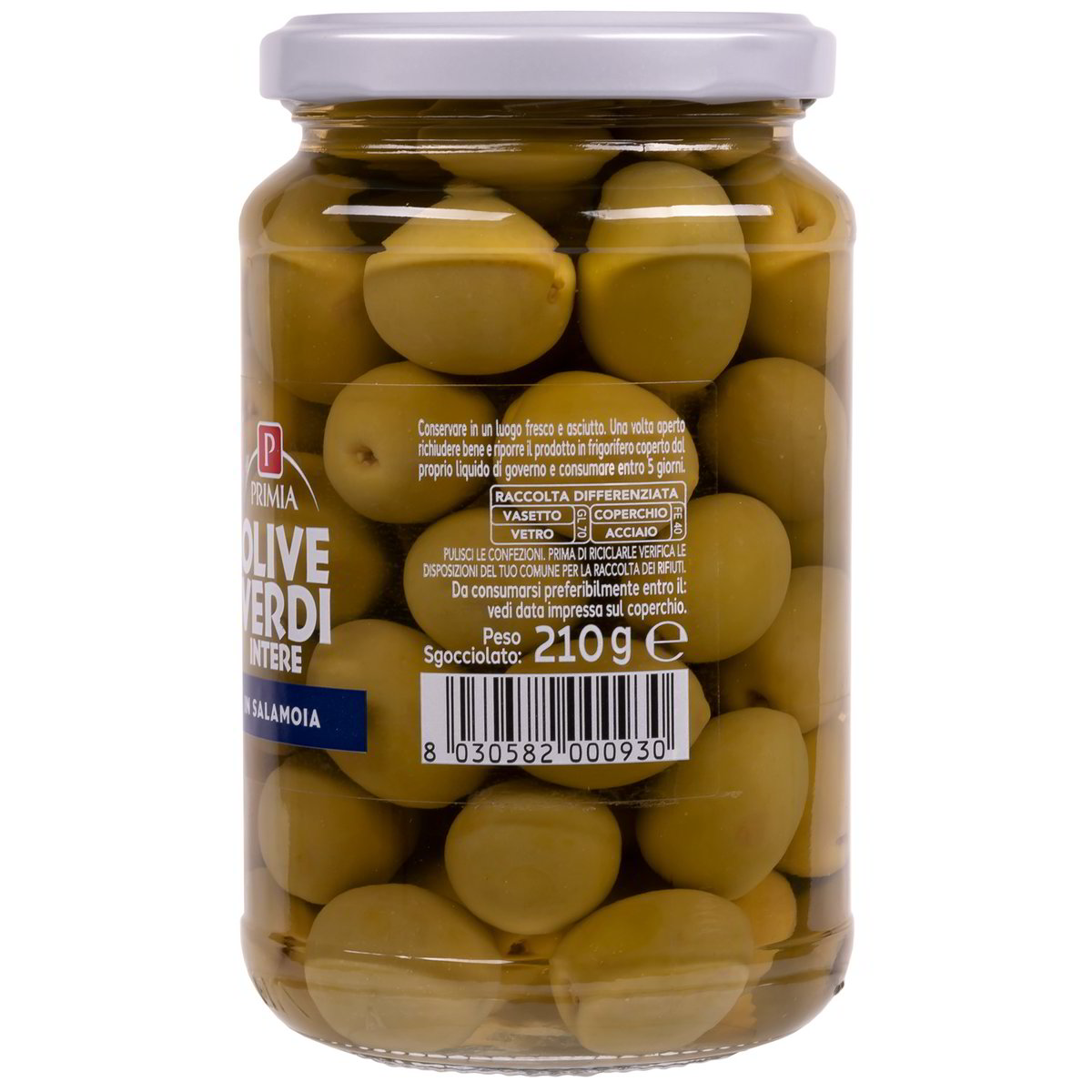 Olive verdi intere in salamoia