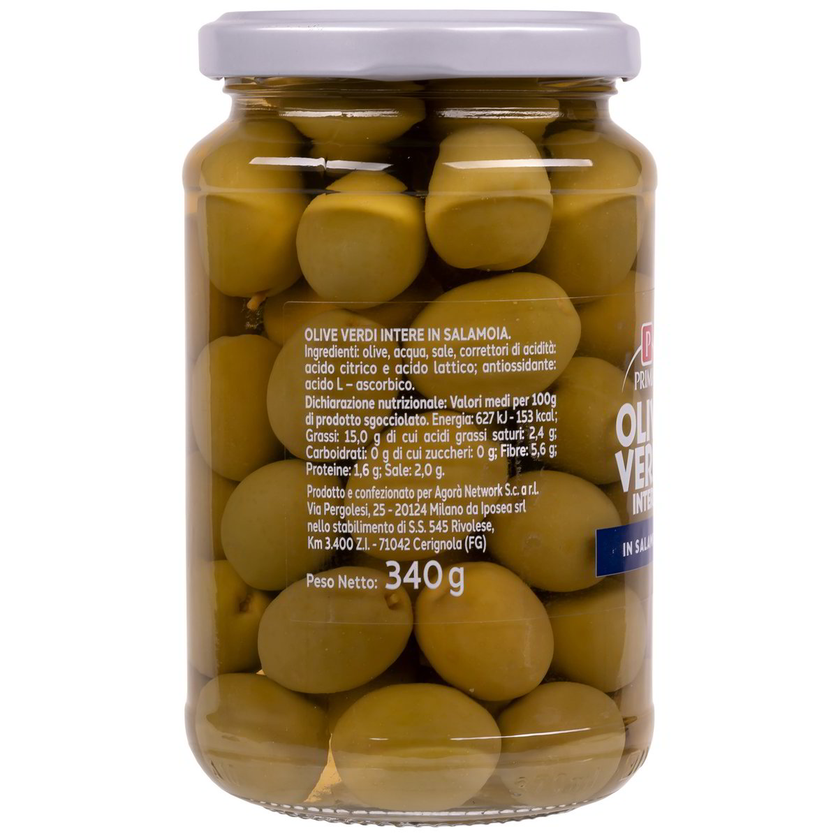 Olive verdi intere in salamoia