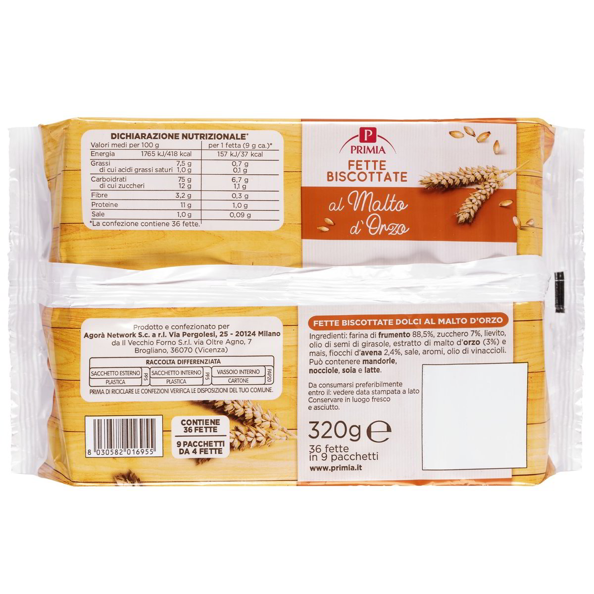 Fette biscottate al malto d'orzo