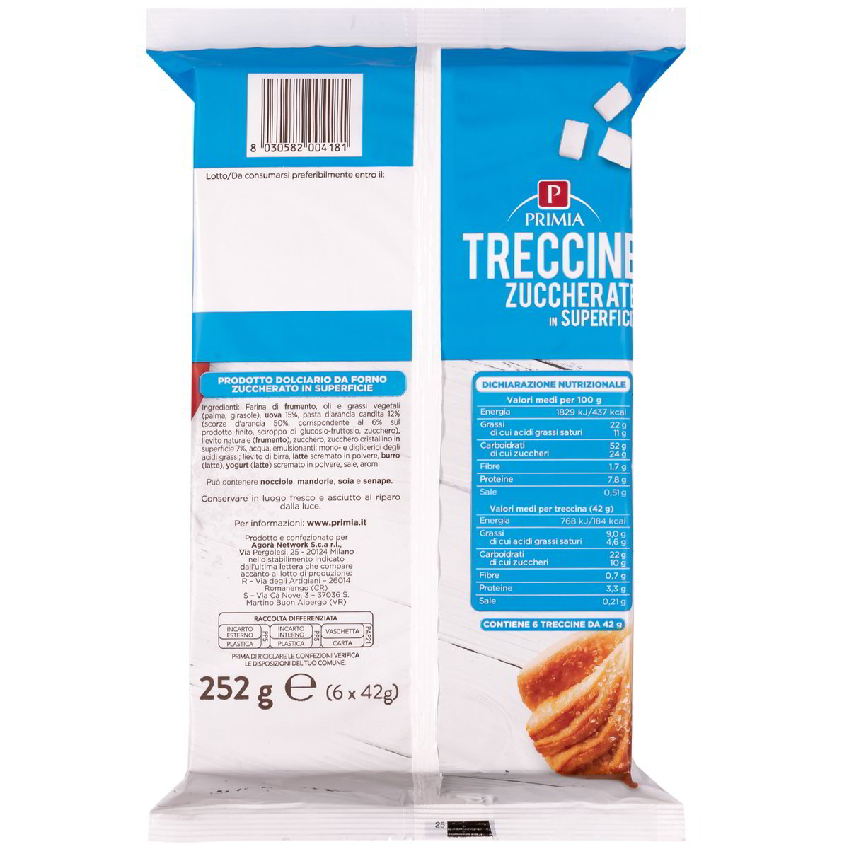 Treccine zuccherate in superficie