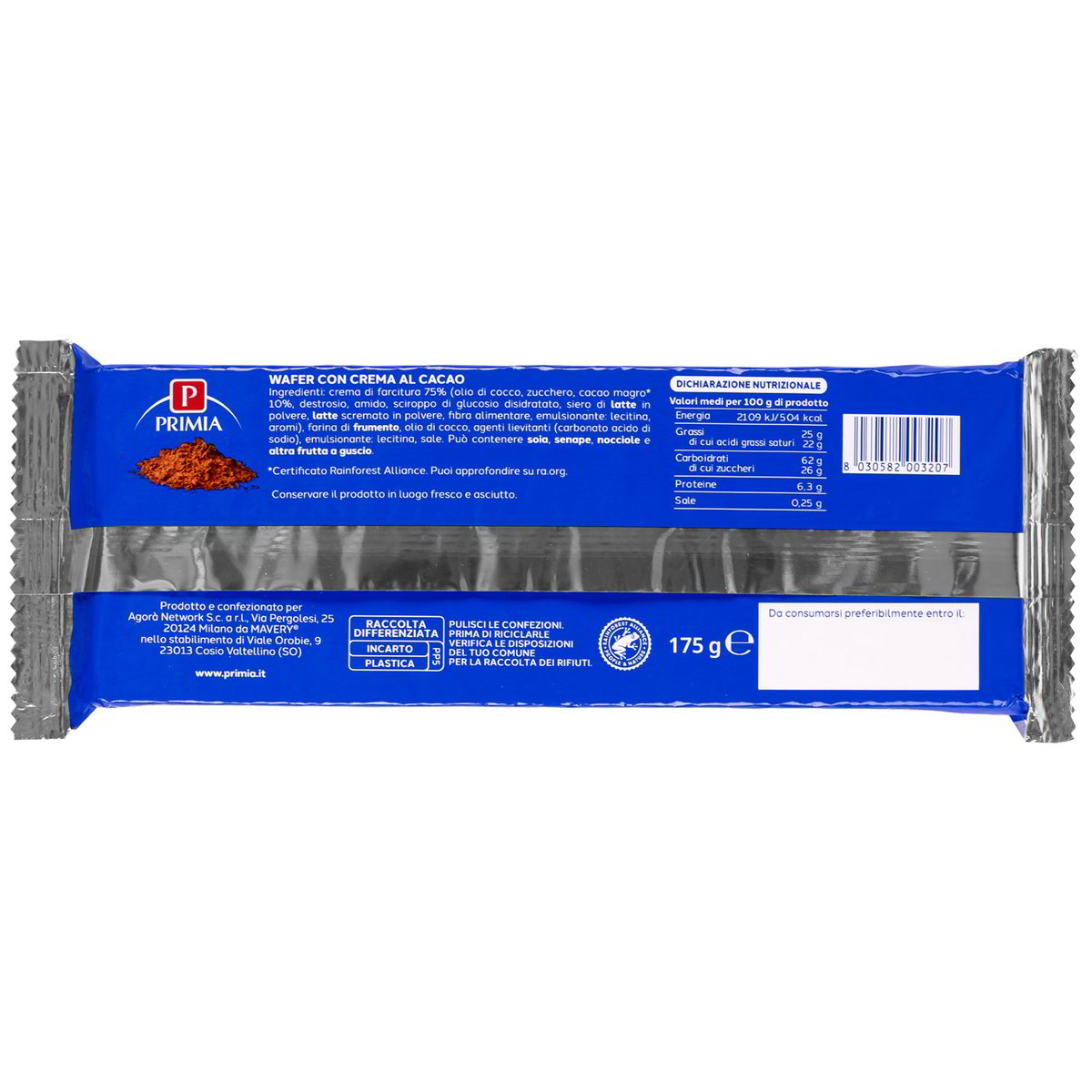 Wafer Con crema al cacao