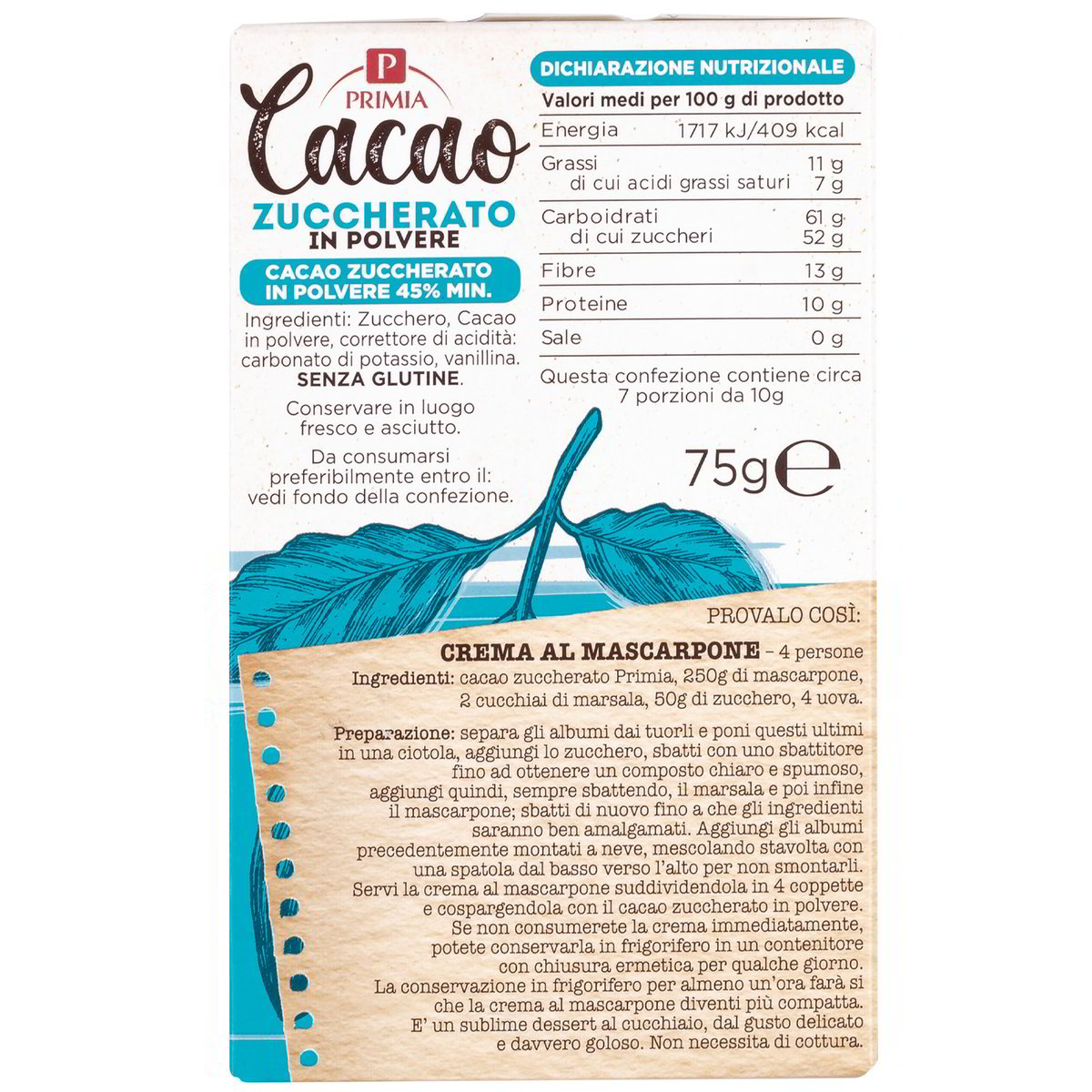 Cacao zuccherato in polvere