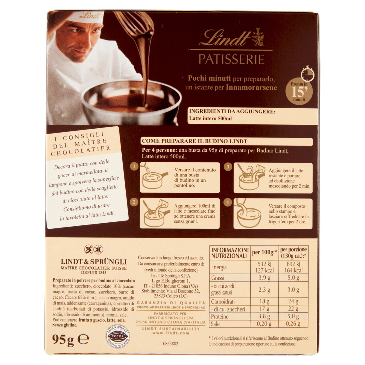 Lindt Patisserie Preparato per budino al cioccolato