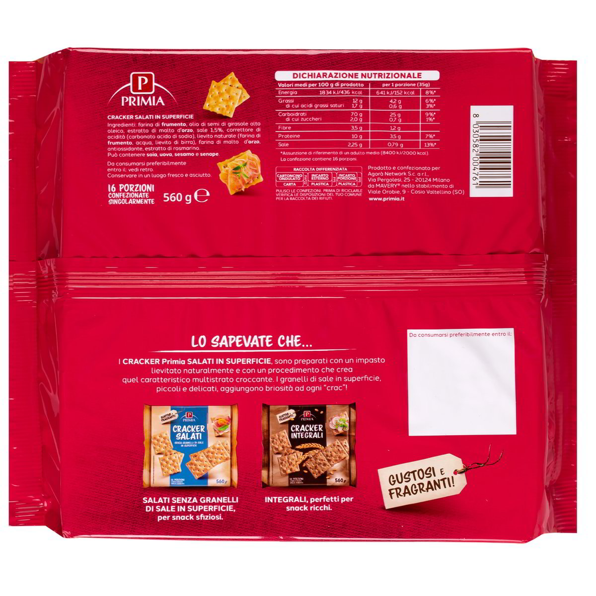 Cracker salati in superficie