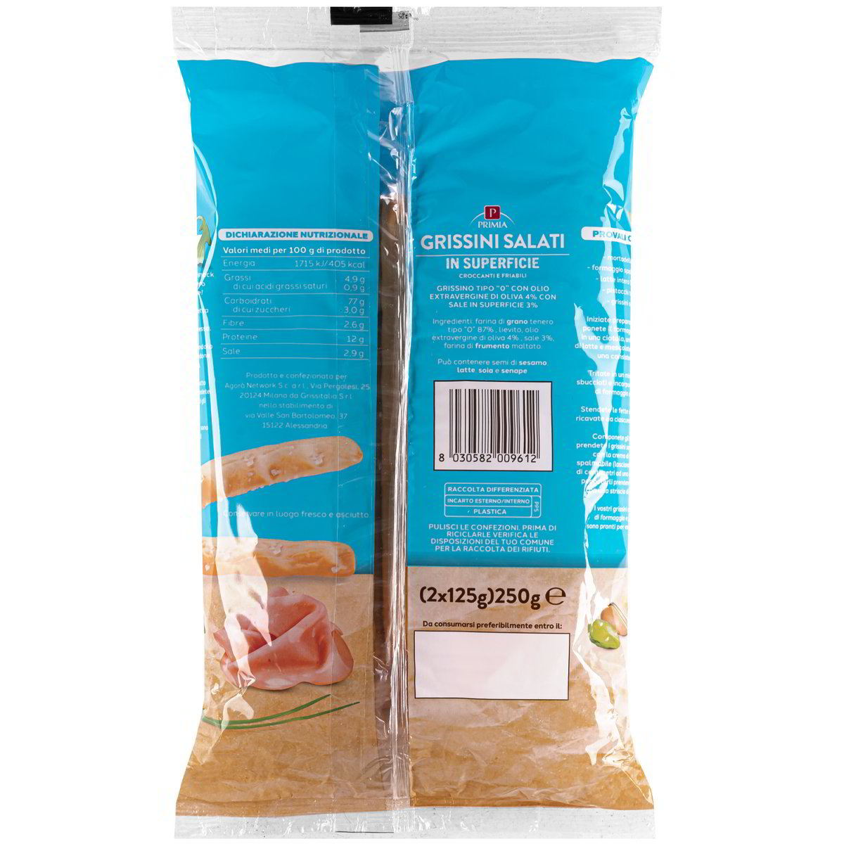 Grissini salati in superficie