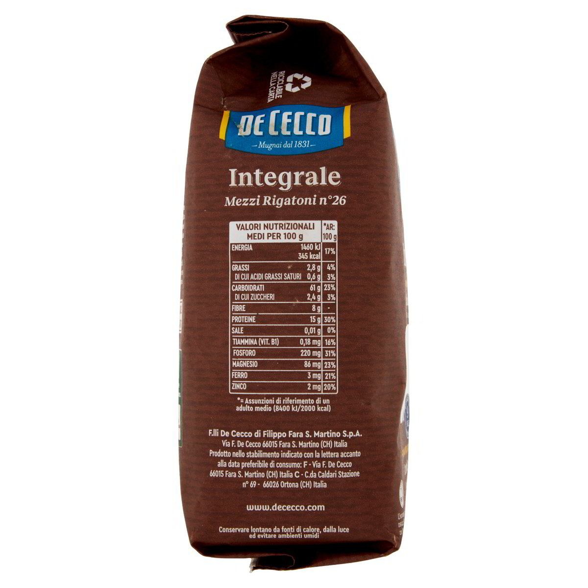 DE CECCO – Mezzi rigatoni integrali n.26