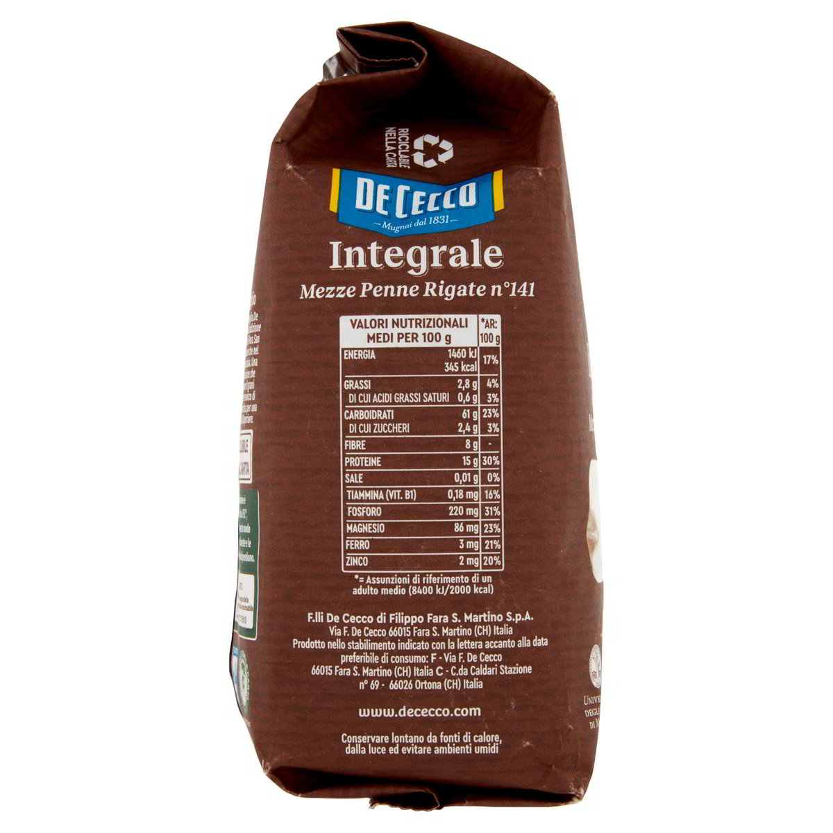 DE CECCO – Mezze Penne Rigate integrali N. 141