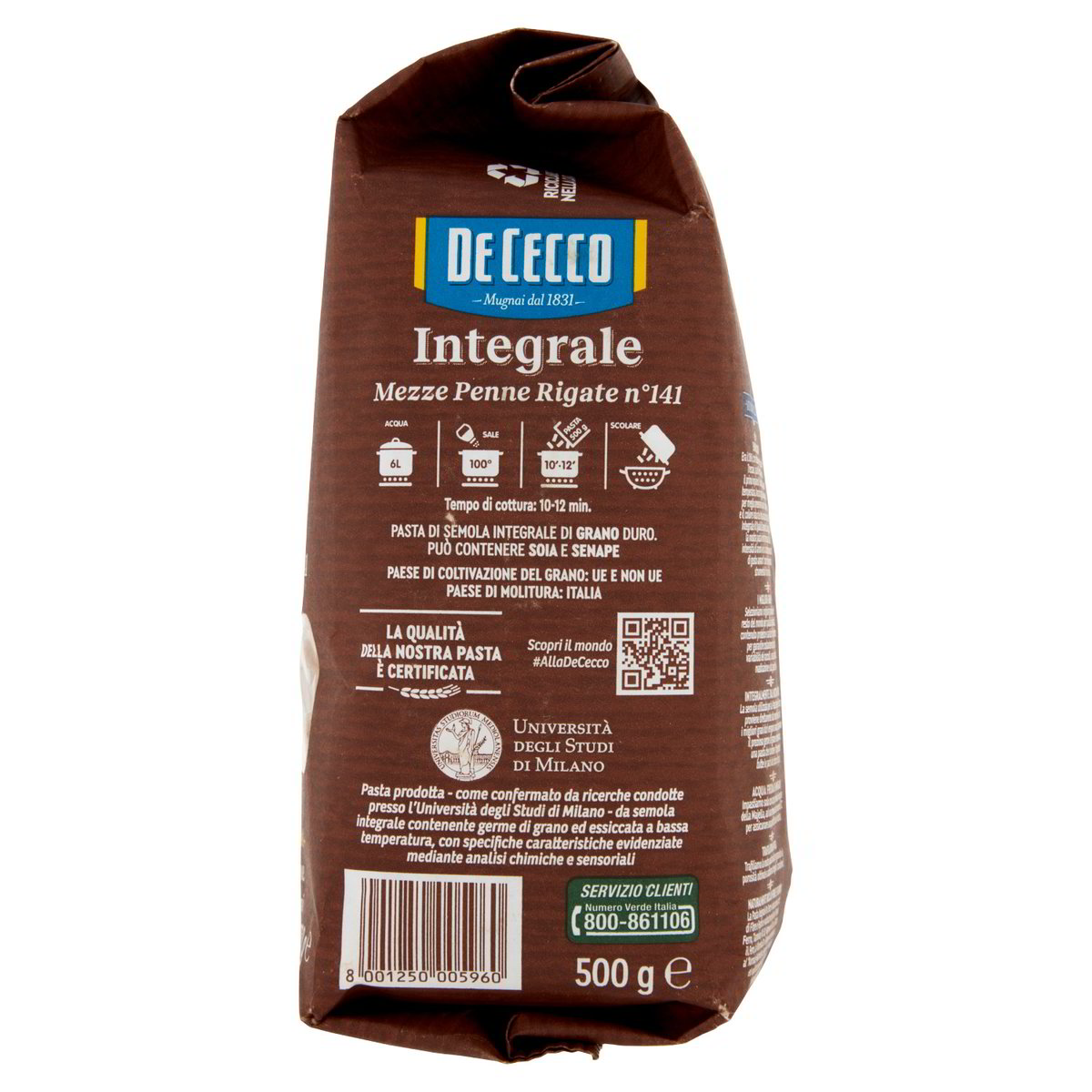 DE CECCO – Mezze Penne Rigate integrali N. 141