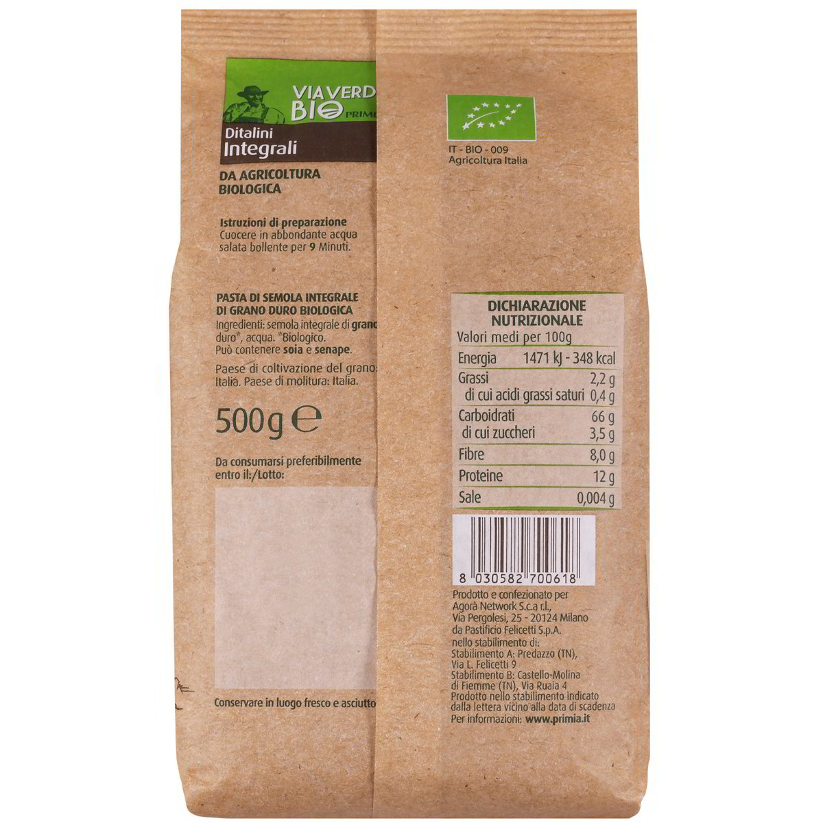 Ditalini integrali Via Verde Bio