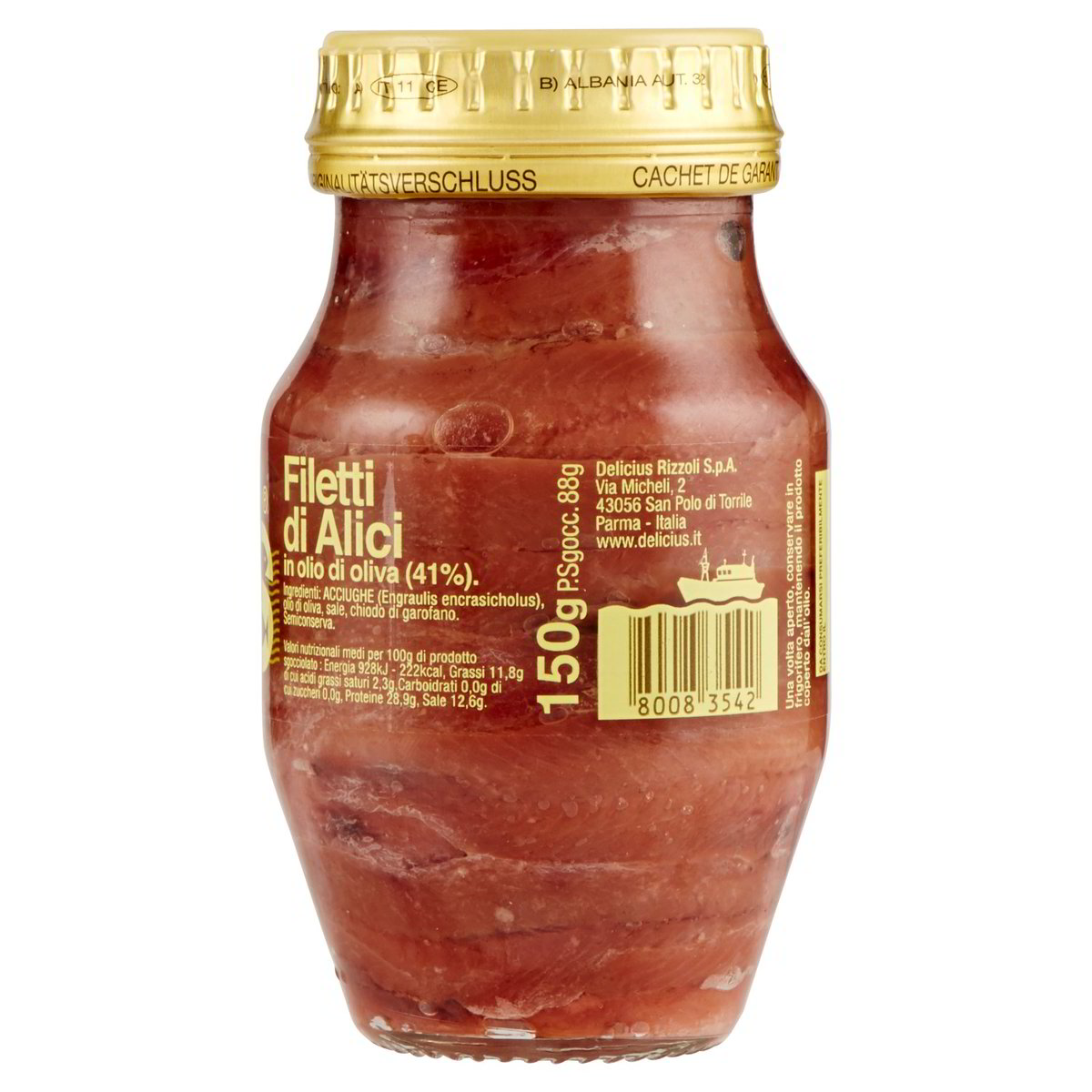 Filetti di alici all'olio di oliva