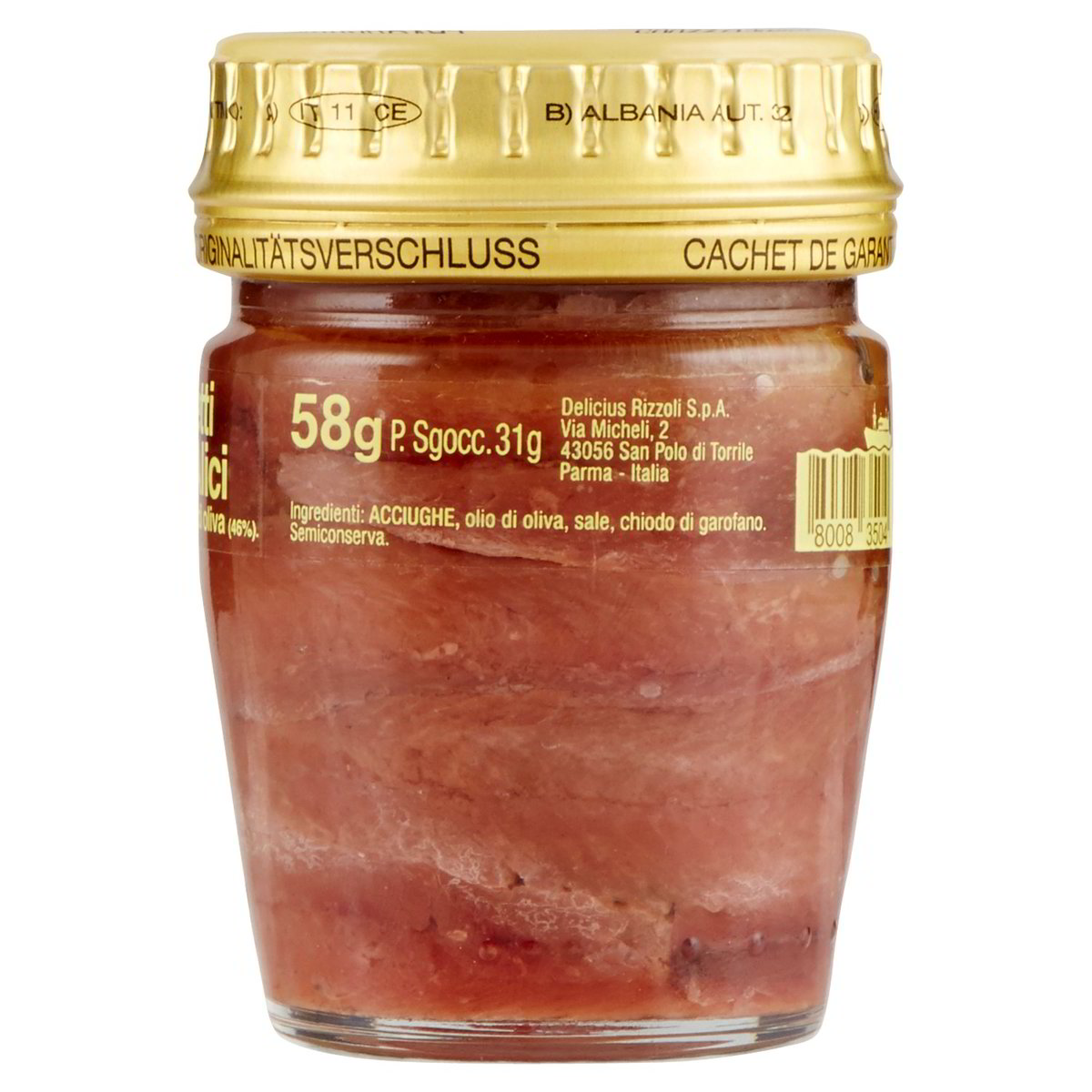 Filetti di alici all'olio di oliva