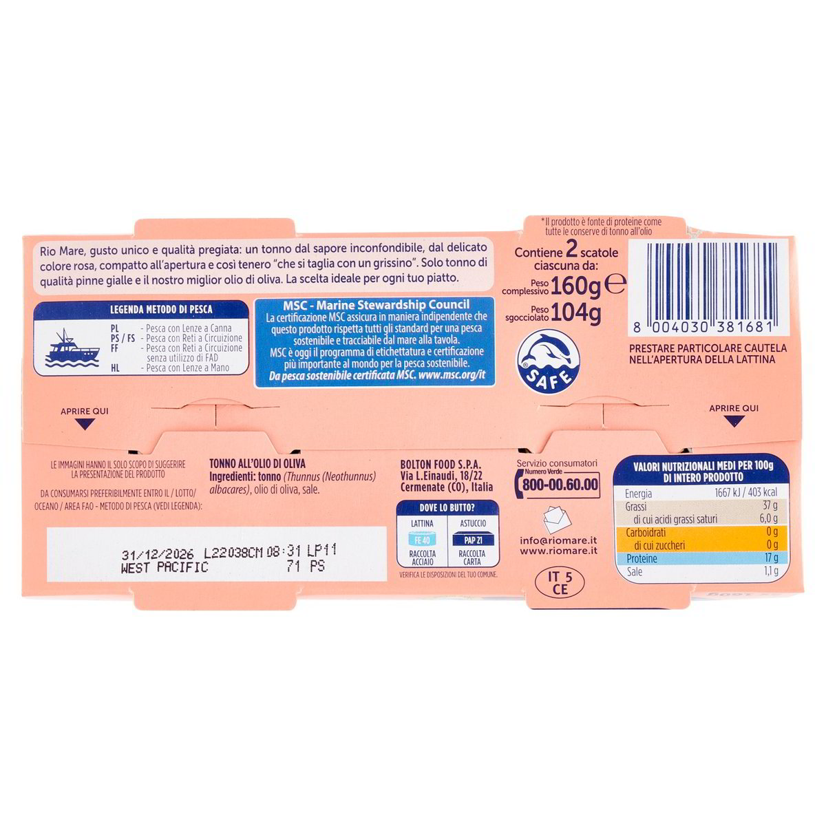 Tonno all'olio di oliva