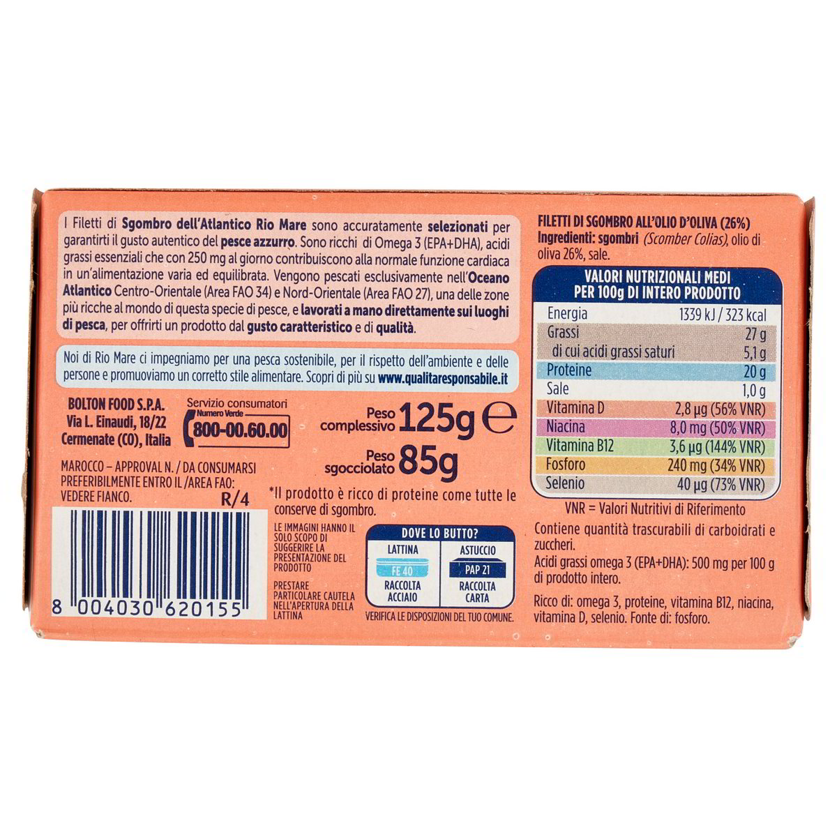 Filetti di sgombro all'olio di oliva