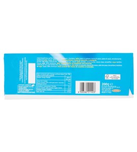 Novi klassische Milchschokolade 200 g – Verpackungsrückseite mit Zutaten und Nährwerten