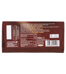 Novi Fondente Extra dunkle Schokolade 52% 100 g, Rückseite mit Zutaten und Nährwerten