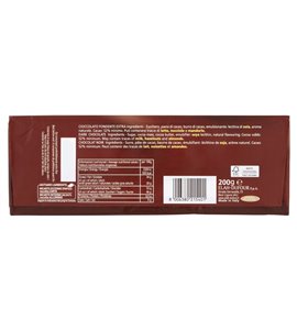 Novi dunkle Schokolade Extra 52% 200 g – Verpackungsrückseite mit Zutaten und Nährwerten