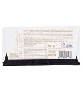 Novi Fondentenero dunkle Schokolade 72% 100 g, Rückseite mit Zutaten und Nährwerten