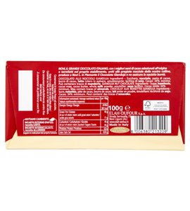 Novi Gianduja Haselnussschokolade 100 g, Rückseite mit Zutaten und Nährwerten