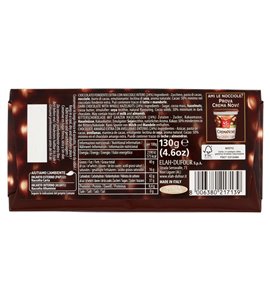 Novi Nocciolato dunkle Schokolade mit Haselnüssen 130 g – Verpackungsrückseite mit Zutaten und Nährwerten