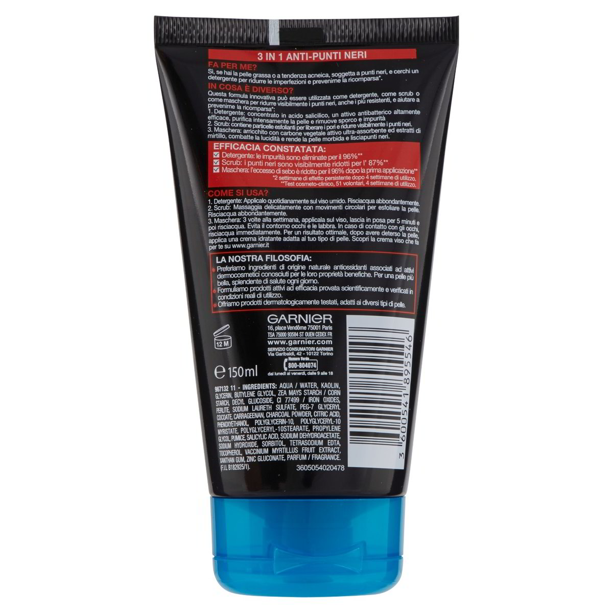 Garnier Detergente viso PureActive Intensive 3in1