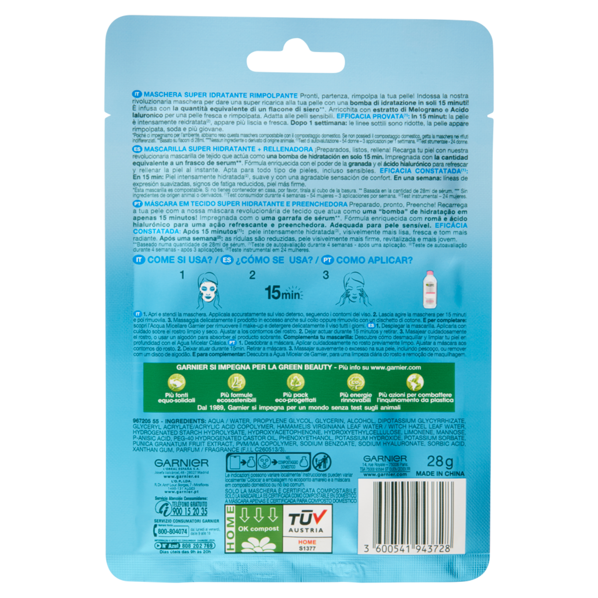 Garnier Maschera in tessuto Hydra Bomb