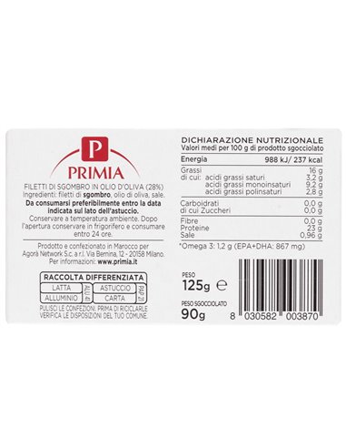 Filetti di sgombro in olio d'oliva