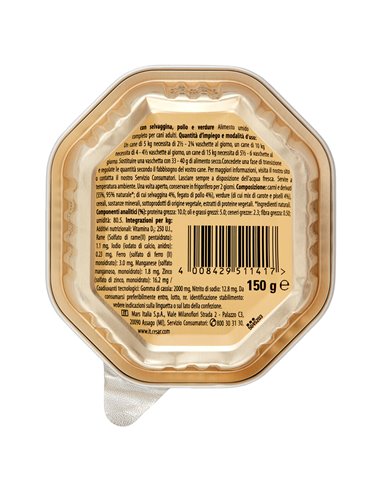 Paté Per Cani Con Pollo, Selvaggina E Verdure