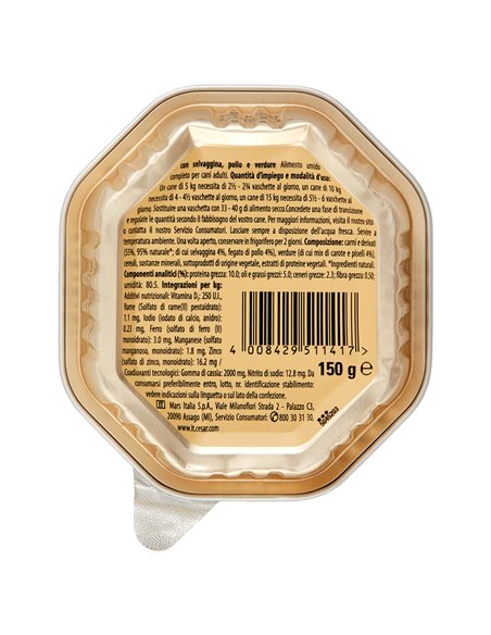 Paté Per Cani Con Pollo, Selvaggina E Verdure