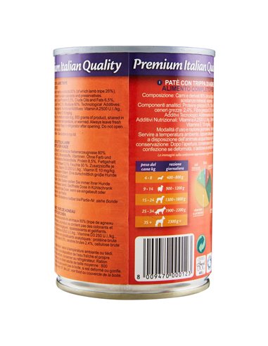 Paté Per Cani Con Trippa Di Agnello