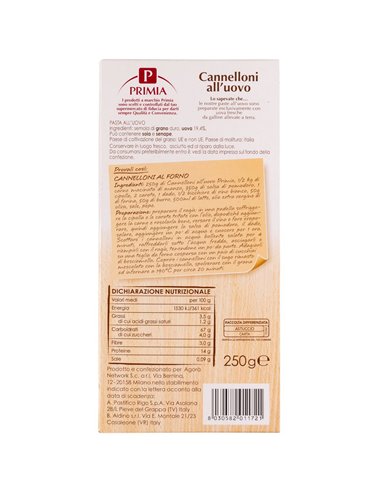PRIMIA – Cannelloni all'uovo