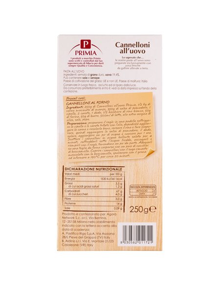 PRIMIA – Cannelloni all'uovo