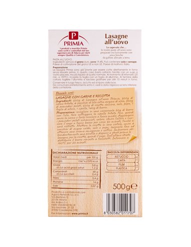 PRIMIA – Lasagne all'uovo