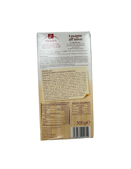 PRIMIA – Lasagne verdi all'uovo