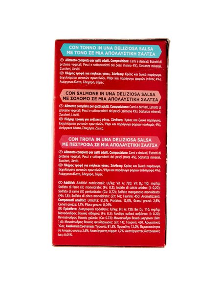 Alimento Per Gatti Con Tonno, Con Salmone, Con Trota