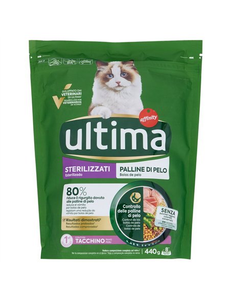 Ailmento Per Gatti Sterilizzati Palline Di Pelo Con Tacchino