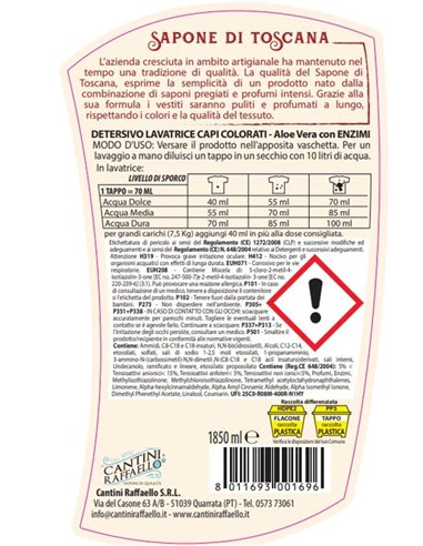 DETERSIVO LIQUIDO BUCATO LAVATRICE ALOE VERA PER CAPI COLORATI 40 LAVAGGI
